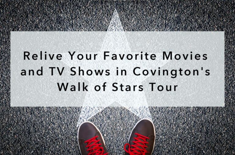 Someone is standing looking down at their red boots on top of a star reminiscent to the Hollywood Walk of Fame.
